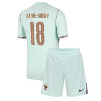 Camiseta Francia Warren Zaire-Emery #18 Segunda Equipación Replica Mundial 2026 para niños mangas cortas (+ Pantalones cortos)